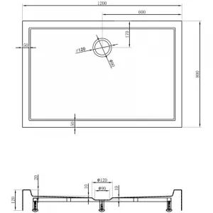 MEXEN - Flow+ sprchová vanička obdĺžniková 80 x 120, biela lesk 46R108012H