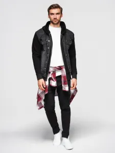 Pánska bunda s kapucňou OMBRE Jacket OM-JADJ-0220 V-3 black