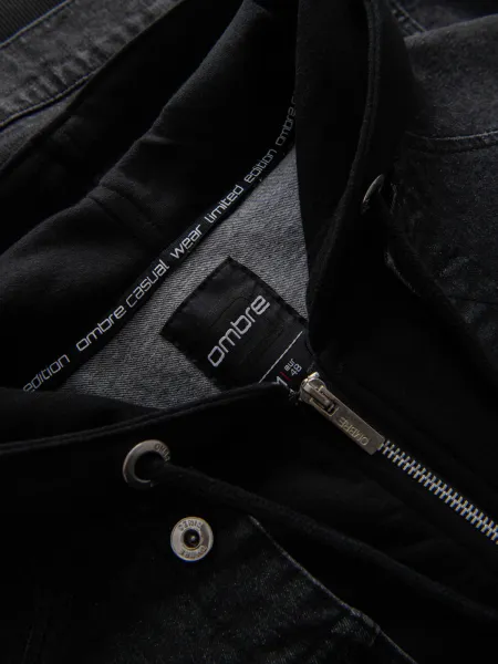 Pánska bunda s kapucňou OMBRE Jacket OM-JADJ-0220 V-3 black