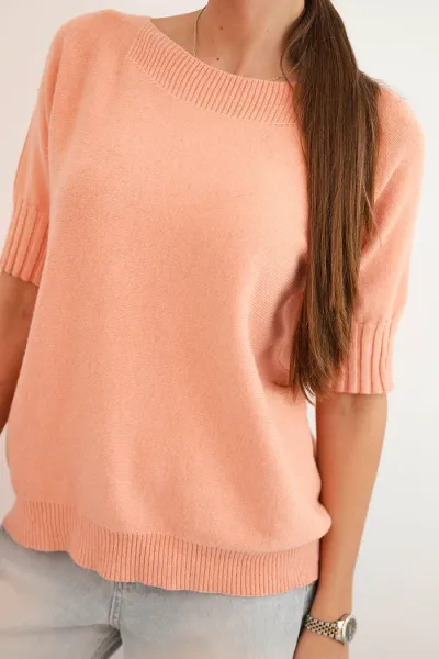 Legínovo Dámsky viskózový sveter s krátkym rukávom cappuccino Farba: Tmavá marhuľová, Veľkosť: UNI