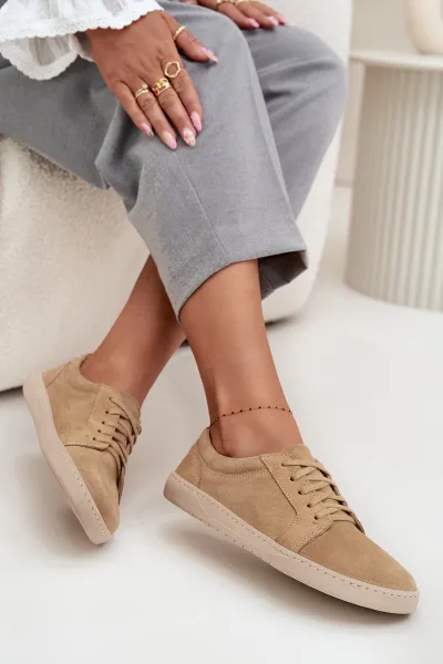 Barefoot typ tenisky z prírodného semišu Zazoo 314 béžové