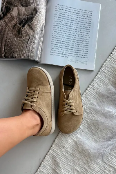 Barefoot typ tenisky z prírodného semišu Zazoo 314 béžové