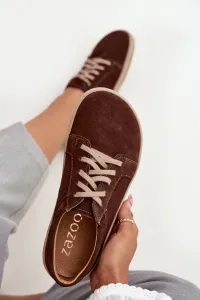 Barefoot typ tenisky z prírodného semišu Zazoo 314 čokoládové