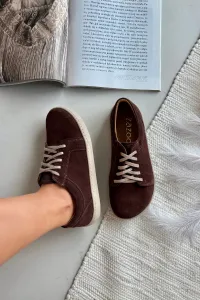 Barefoot typ tenisky z prírodného semišu Zazoo 314 čokoládové