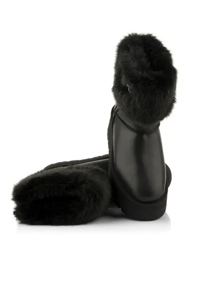 Snehule Karl Lagerfeld Skylar Signia Kollar Mid Boot Black Lthr & Textile