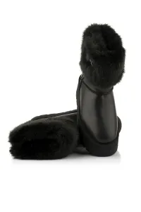 Snehule Karl Lagerfeld Skylar Signia Kollar Mid Boot Black Lthr & Textile