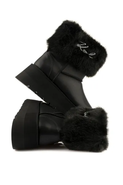 Snehule Karl Lagerfeld Skylar Signia Kollar Mid Boot Black Lthr & Textile