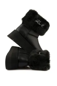 Snehule Karl Lagerfeld Skylar Signia Kollar Mid Boot Black Lthr & Textile