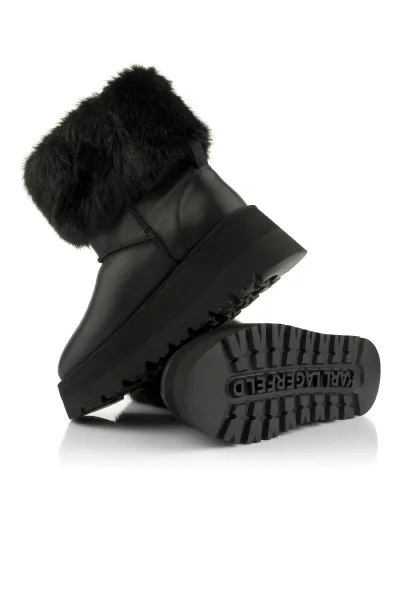 Snehule Karl Lagerfeld Skylar Signia Kollar Mid Boot Black Lthr & Textile