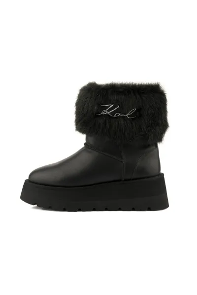 Snehule Karl Lagerfeld Skylar Signia Kollar Mid Boot Black Lthr & Textile
