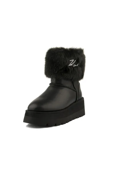 Snehule Karl Lagerfeld Skylar Signia Kollar Mid Boot Black Lthr & Textile