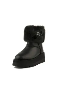 Snehule Karl Lagerfeld Skylar Signia Kollar Mid Boot Black Lthr & Textile