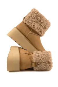 Snehule Karl Lagerfeld Skylar Signia Kollar Mid Boot Toffee Suede