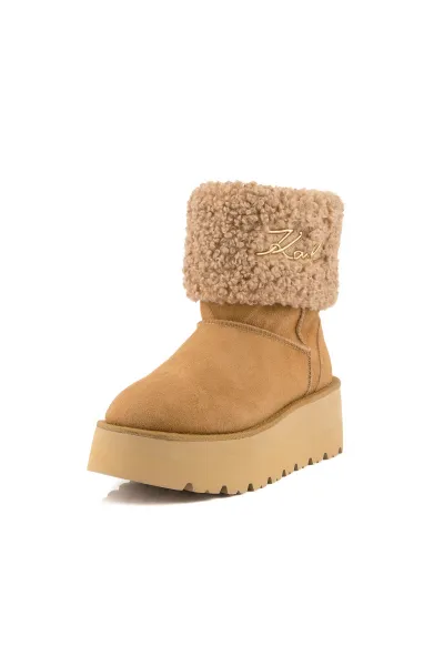 Snehule Karl Lagerfeld Skylar Signia Kollar Mid Boot Toffee Suede