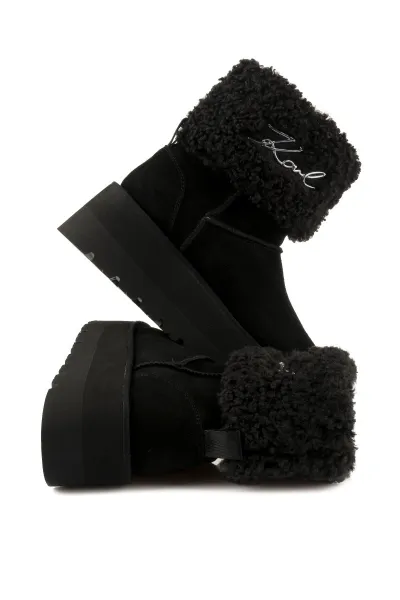 Snehule Karl Lagerfeld Skylar Signia Kollar Mid Boot Black Suede & Textile