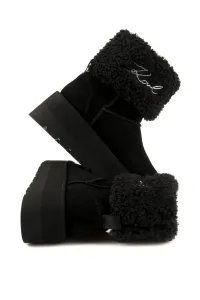 Snehule Karl Lagerfeld Skylar Signia Kollar Mid Boot Black Suede & Textile