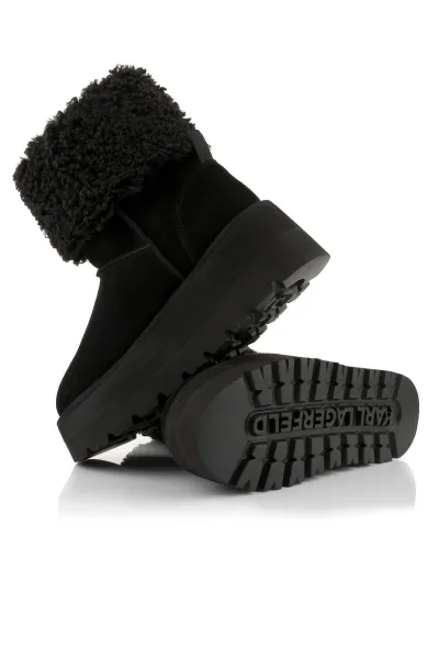 Snehule Karl Lagerfeld Skylar Signia Kollar Mid Boot Black Suede & Textile