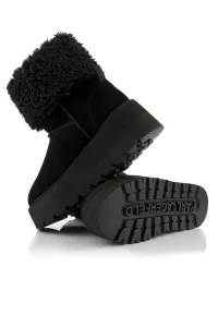 Snehule Karl Lagerfeld Skylar Signia Kollar Mid Boot Black Suede & Textile