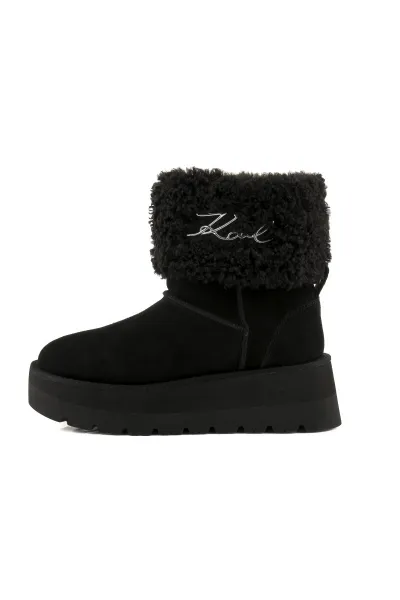 Snehule Karl Lagerfeld Skylar Signia Kollar Mid Boot Black Suede & Textile