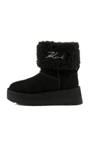 Snehule Karl Lagerfeld Skylar Signia Kollar Mid Boot Black Suede & Textile