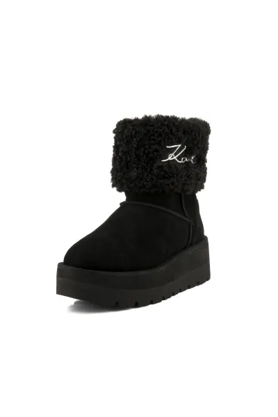 Snehule Karl Lagerfeld Skylar Signia Kollar Mid Boot Black Suede & Textile