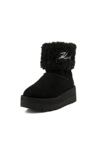Snehule Karl Lagerfeld Skylar Signia Kollar Mid Boot Black Suede & Textile