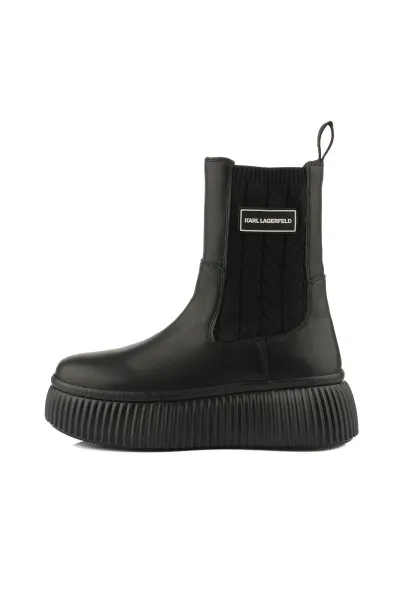 Členková Obuv Karl Lagerfeld Kreeper Lo Kable Knit Boot Black Lthr & Text / Mono
