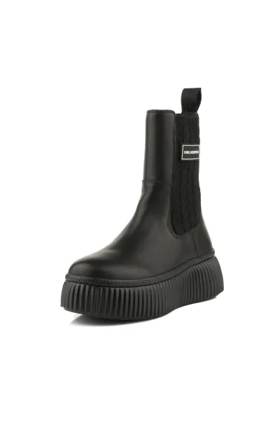 Členková Obuv Karl Lagerfeld Kreeper Lo Kable Knit Boot Black Lthr & Text / Mono