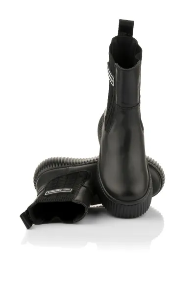 Členková Obuv Karl Lagerfeld Kreeper Lo Kable Knit Boot Black Lthr & Text / Mono