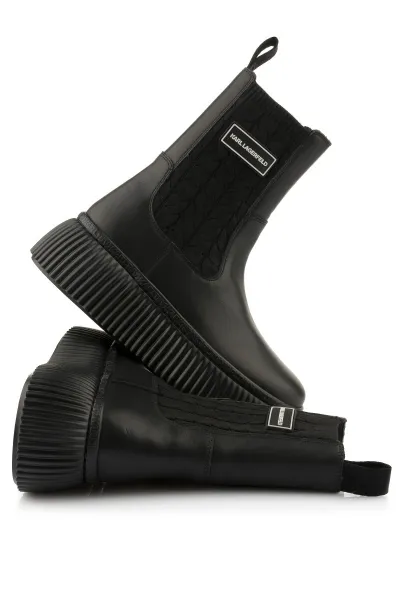 Členková Obuv Karl Lagerfeld Kreeper Lo Kable Knit Boot Black Lthr & Text / Mono