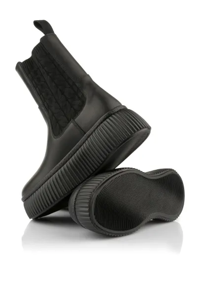 Členková Obuv Karl Lagerfeld Kreeper Lo Kable Knit Boot Black Lthr & Text / Mono