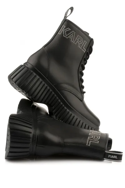 Členková Obuv Karl Lagerfeld Kreeper Wedge Micro Studs Lace Boot Black Lthr