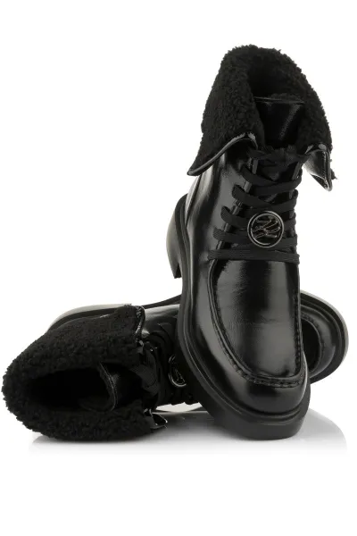 Členková Obuv Karl Lagerfeld Macie Moc Toe Foldover Boot Black Lthr