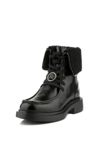 Členková Obuv Karl Lagerfeld Macie Moc Toe Foldover Boot Black Lthr