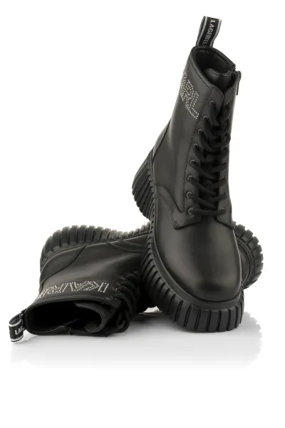 Členková Obuv Karl Lagerfeld Kreeper Wedge Micro Studs Lace Boot Black Lthr