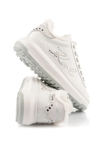 Tenisky Karl Lagerfeld Kapri Lug Signia Studs Lo Lace White Textured Lthr W/Silver