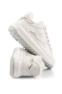 Tenisky Karl Lagerfeld Kapri Lug Signia Studs Lo Lace White Textured Lthr W/Silver