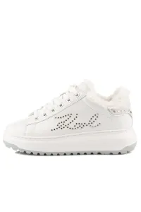 Tenisky Karl Lagerfeld Kapri Lug Signia Studs Lo Lace White Textured Lthr W/Silver