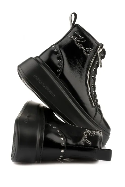 Členková Obuv Karl Lagerfeld Anakapri Signia Studs Mid Zip Black Lthr