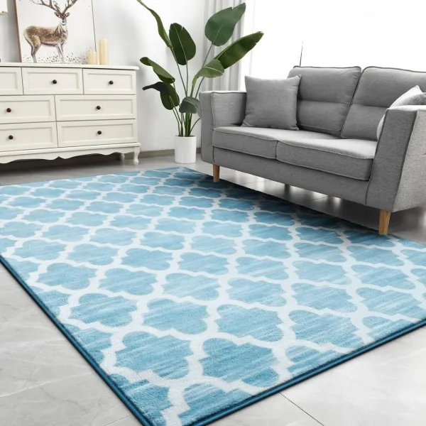 Tutumi Plyšový koberec Clover Baroc modrý, velikost 140x200