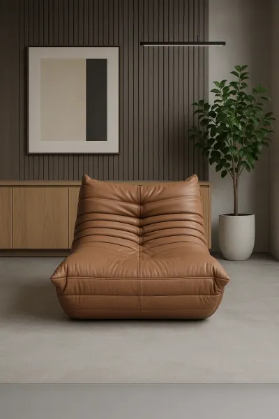 LivinHill Designové křeslo Nua ekokůže hnědé