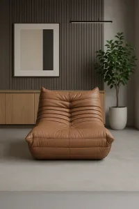 LivinHill Designové křeslo Nua ekokůže hnědé