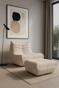 LivinHill Taburet Nua 86 cm samet světle béžový
