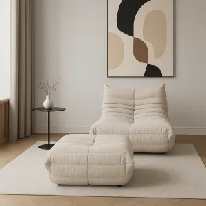 LivinHill Taburet Nua 86 cm samet světle béžový