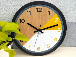 ModernClock Drevené nástenné hodiny Paris 33 cm žlté/čierne
