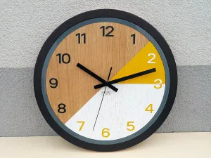 ModernClock Drevené nástenné hodiny Paris 33 cm žlté/čierne