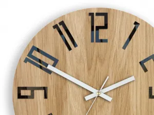 ModernClock Drevené nástenné hodiny štíhle 33 cm čierne/biele/hnedé