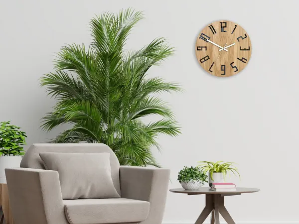 ModernClock Drevené nástenné hodiny štíhle 33 cm čierne/biele/hnedé