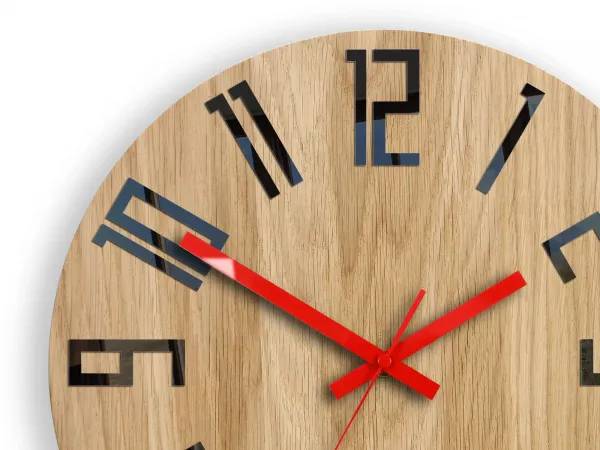 ModernClock Drevené nástenné hodiny Tenké 33 cm čierne/červené/hnedé