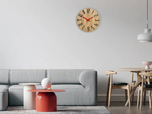 ModernClock Drevené nástenné hodiny Tenké 33 cm čierne/červené/hnedé